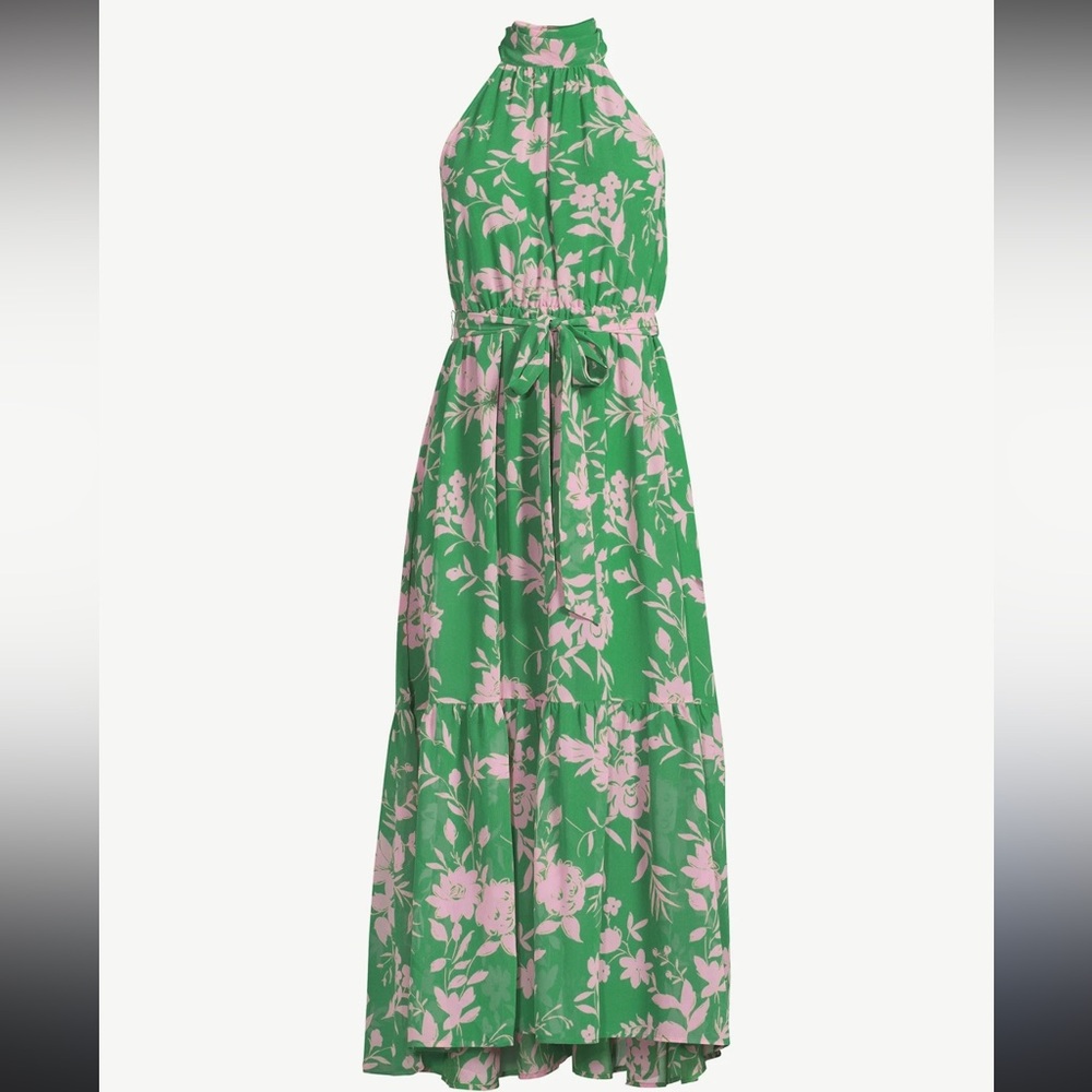 Scoop NYC Green and Pink Floral Maxi Dress